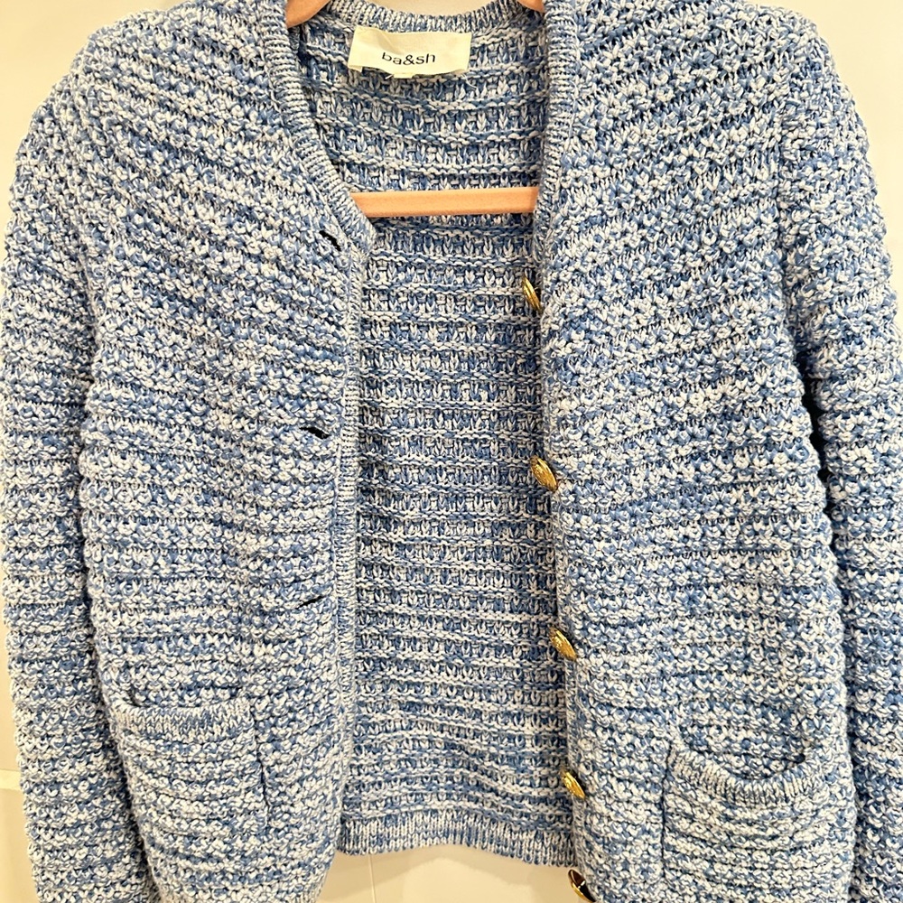 ba&sh Blue Textured Cardiga - Picture 2 of 4